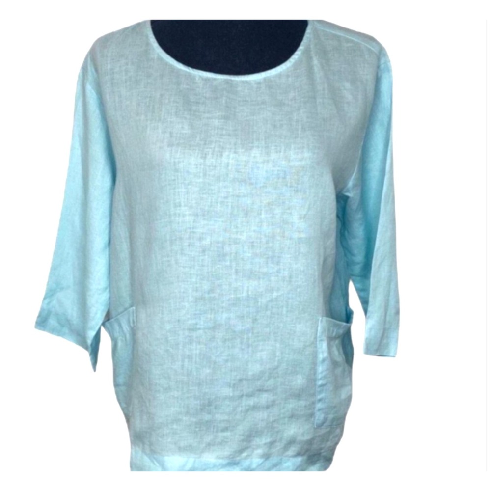 J Jill Pure Jill Womens‎ Blouse Linen Top Scoop Neck Lagenlook Small Petite - Picture 4 of 6